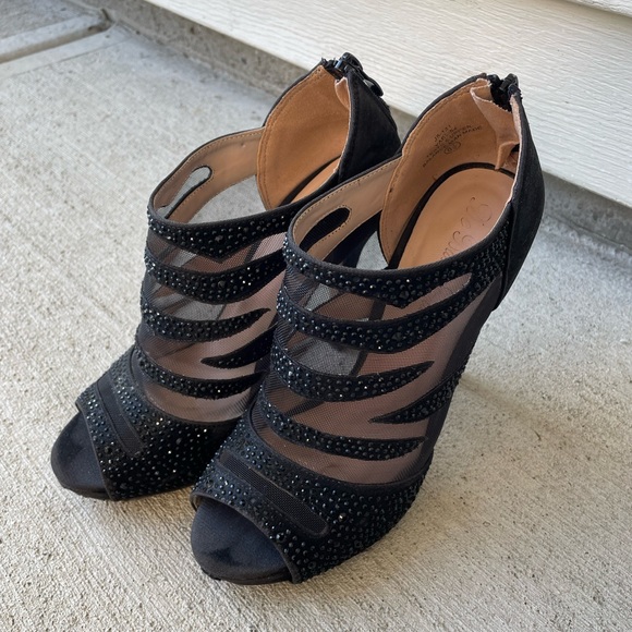 De Blossom Collection Glittery Heels Black High Bootie Shoes size 6.5 - Picture 6 of 12